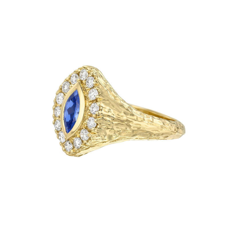 Midnight Queen Signet Blue Sapphire Ring