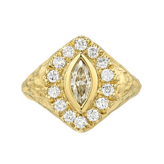 Fortune Signet with Queen Texture in Desert Yellow Gold 3 by Logan Hollowell Jewelry