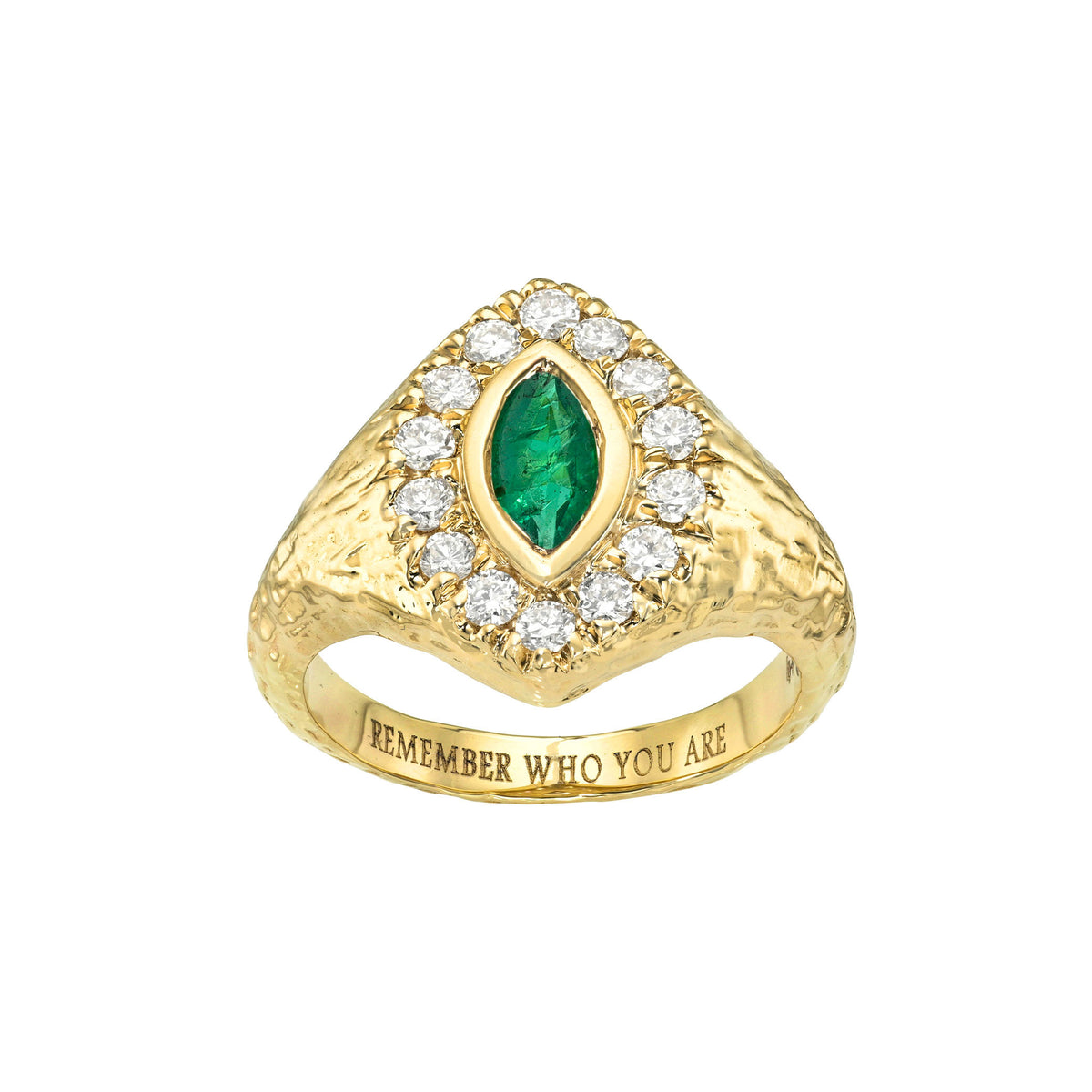 Fortune Signet with Queen Texture in Emerald by Logan Hollowell Jewelry