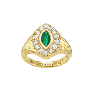 Fortune Signet with Queen Texture in Emerald by Logan Hollowell Jewelry