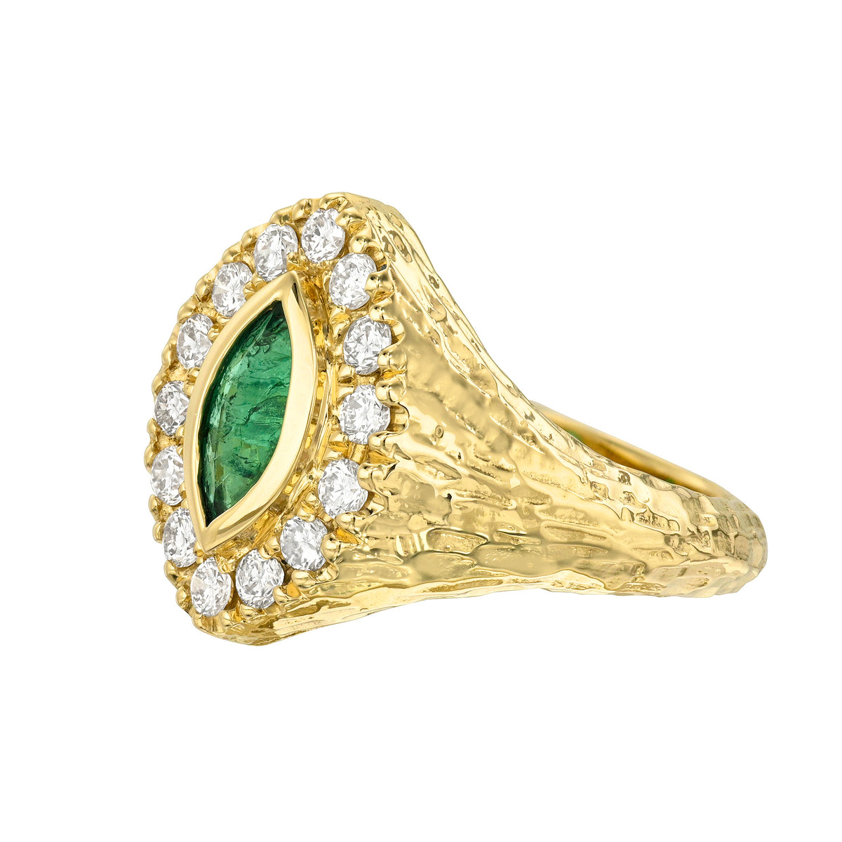 Fortune Signet with Queen Texture in Emerald by Logan Hollowell Jewelry