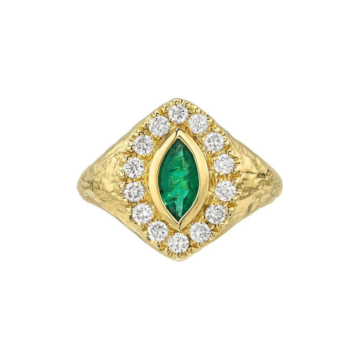Forest Queen Signet Emerald Ring Yellow Gold 3 by Logan Hollowell Jewelry