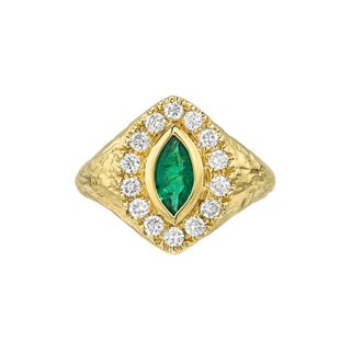 Forest Queen Signet Emerald Ring Yellow Gold 3 by Logan Hollowell Jewelry