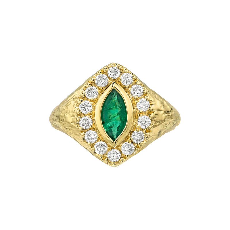Forest Queen Signet Emerald Ring Yellow Gold 3 by Logan Hollowell Jewelry
