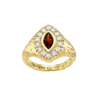 Passion Queen Signet Garnet Ring by Logan Hollowell Jewelry
