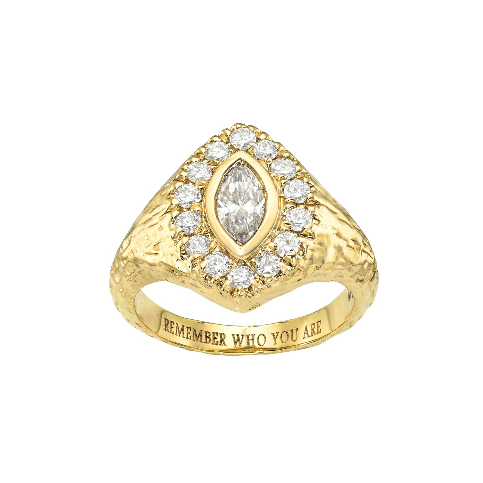Fortune Signet with Queen Texture in Diamond by Logan Hollowell Jewelry