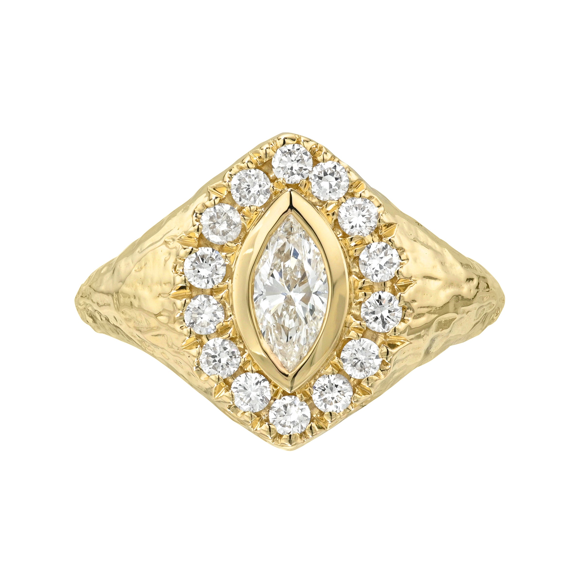 Fortune Signet with Queen Texture in Diamond Yellow Gold 3 by Logan Hollowell Jewelry