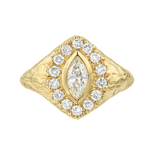 Fortune Signet with Queen Texture in Diamond Yellow Gold 3 by Logan Hollowell Jewelry