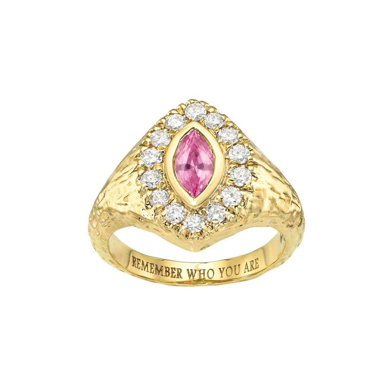 Petal Queen Signet Pink Sapphire Ring