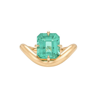 Floating Enigma Emerald Asscher Ring by Logan Hollowell Jewelry