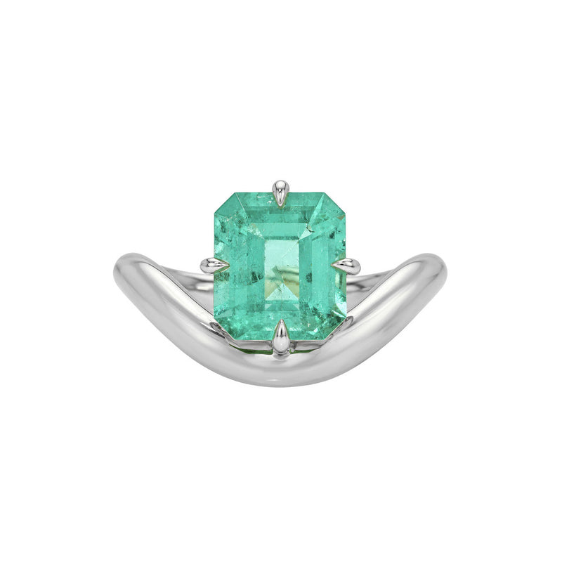 Floating Enigma Emerald Asscher Ring by Logan Hollowell Jewelry