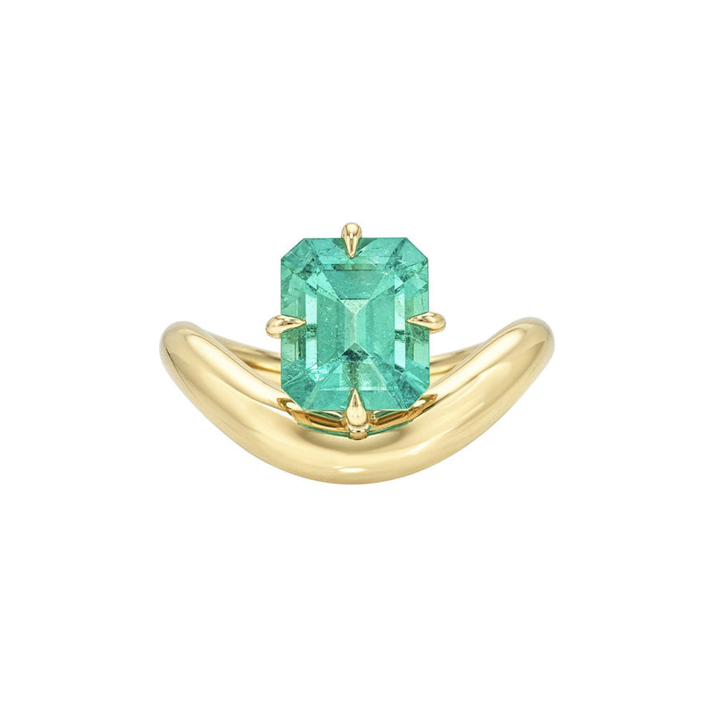 Floating Enigma Emerald Asscher Ring 1.5CT Yellow Gold 3 by Logan Hollowell Jewelry