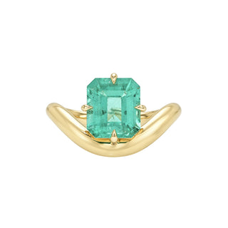 Floating Enigma Emerald Asscher Ring 2.3CT Yellow Gold 3 by Logan Hollowell Jewelry
