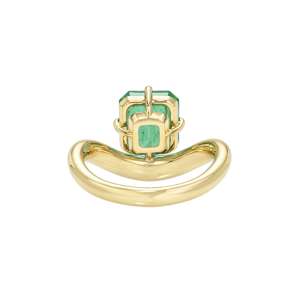 Floating Enigma Emerald Asscher Ring by Logan Hollowell Jewelry