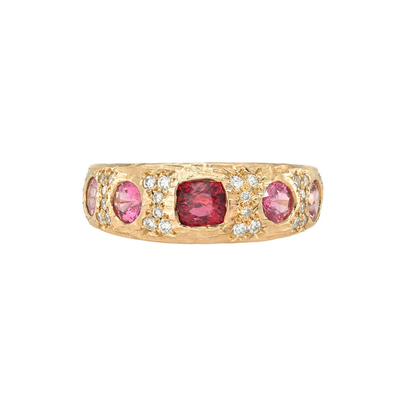 Queen Rose Spinel Pave Band