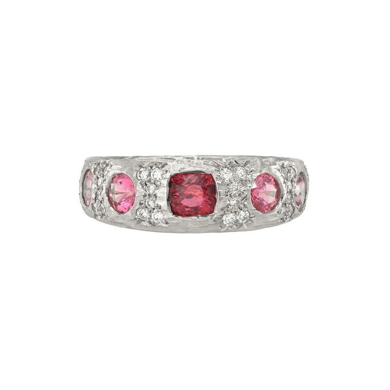 Queen Rose Spinel Pave Band