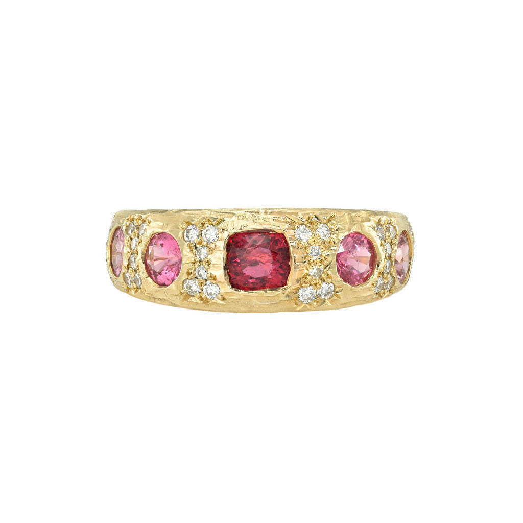 Queen Rose Spinel Pave Band