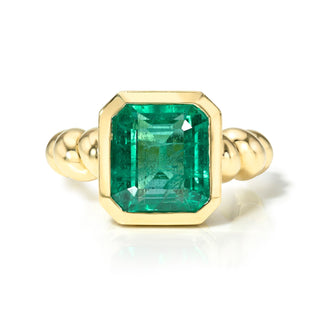 Emerald Braided Band Ring Yellow Gold 3 by Logan Hollowell Jewelry