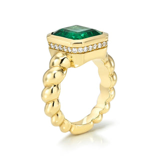 Emerald Braided Band Ring by Logan Hollowell Jewelry