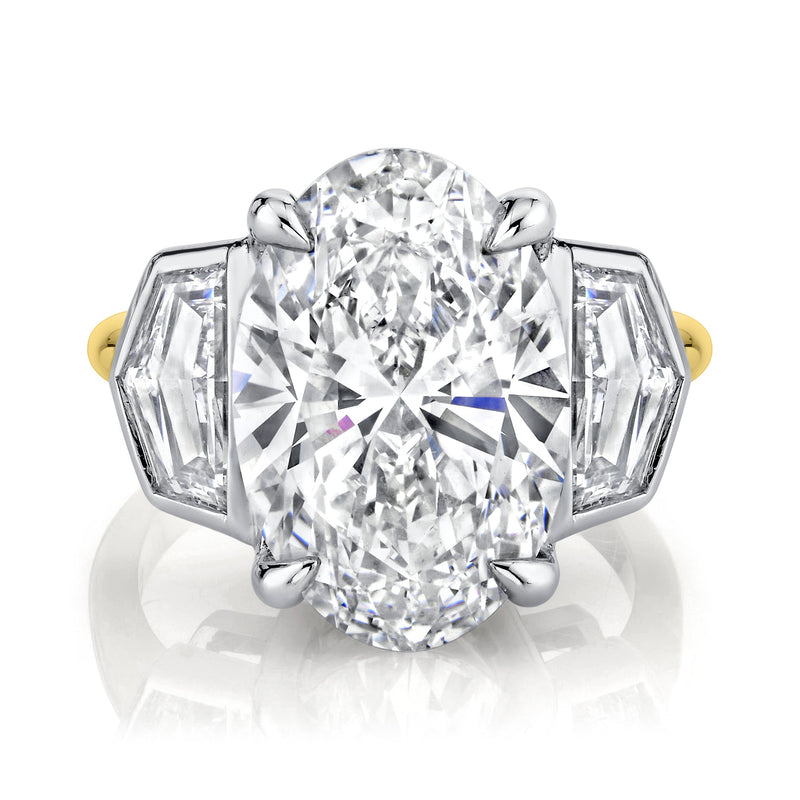 4ct Oval Trinity With Cadillac Diamonds (LAB) Yellow Gold 5 by Logan Hollowell Jewelry