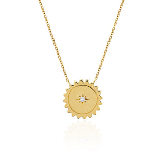 Mini Sunshine Necklace with Star Set Diamond | Ready to Ship Yellow Gold by Logan Hollowell Jewelry