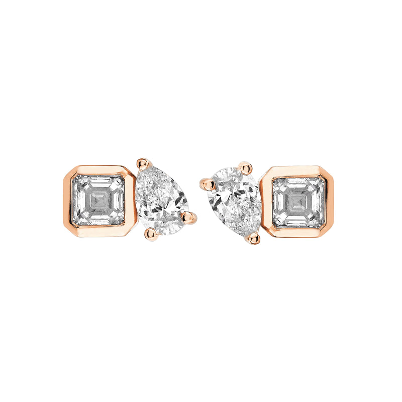 Lovers Duet Diamond Studs by Logan Hollowell Jewelry
