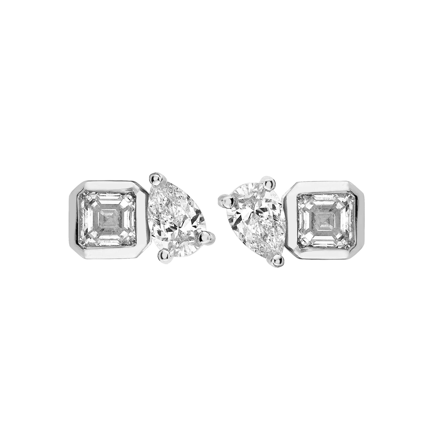 Lovers Duet Diamond Studs by Logan Hollowell Jewelry