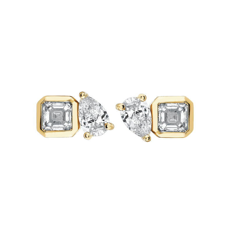 Lovers Duet Diamond Studs by Logan Hollowell Jewelry