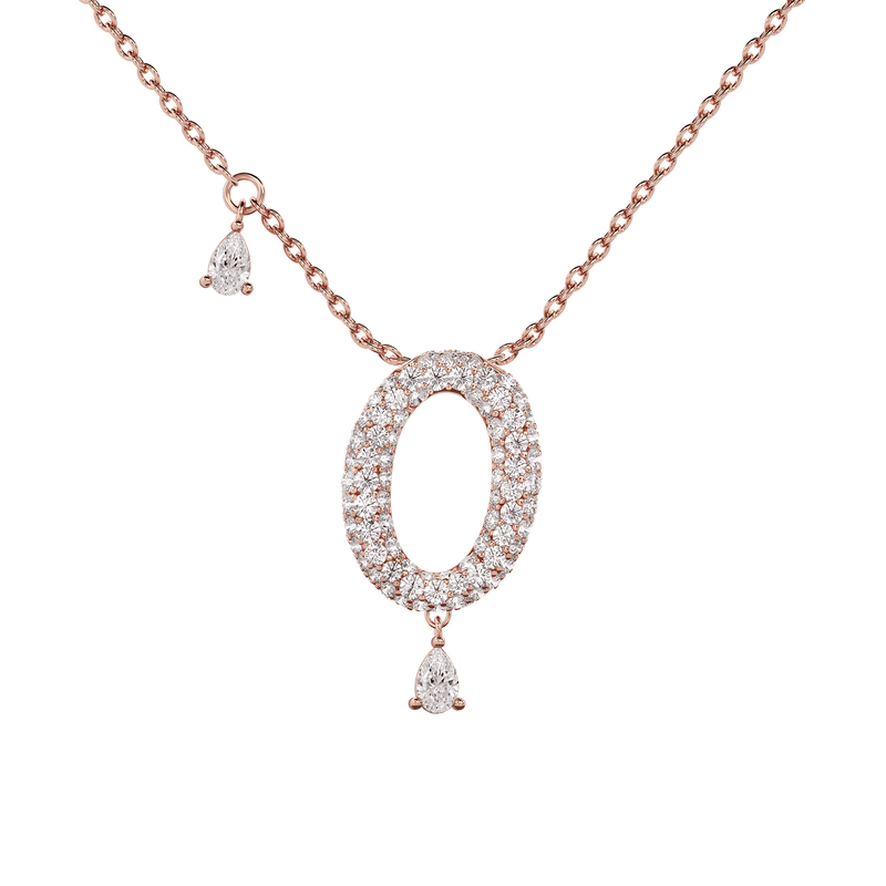 0 Pavé Diamond Numerology Necklace Rose Gold 15mm by Logan Hollowell Jewelry