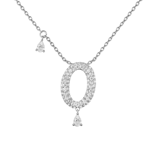 0 Pavé Diamond Numerology Necklace White Gold 15mm by Logan Hollowell Jewelry