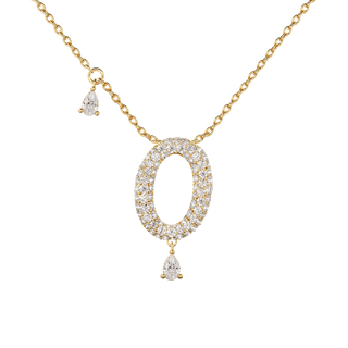 0 Pavé Diamond Numerology Necklace Yellow Gold 15mm by Logan Hollowell Jewelry