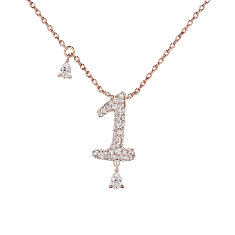 1 Pavé Diamond Numerology Necklace Rose Gold 15mm by Logan Hollowell Jewelry