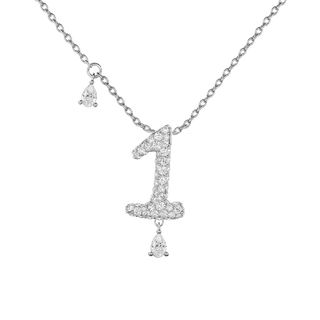 1 Pavé Diamond Numerology Necklace White Gold 15mm by Logan Hollowell Jewelry