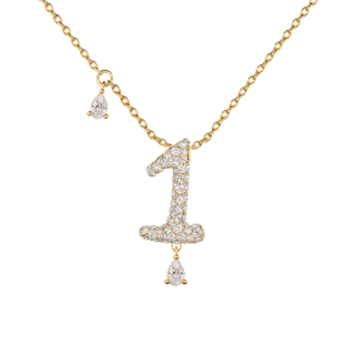 1 Pavé Diamond Numerology Necklace Yellow Gold 15mm by Logan Hollowell Jewelry