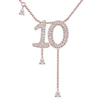 10 Pavé Diamond Numerology Necklace Rose Gold 15mm by Logan Hollowell Jewelry