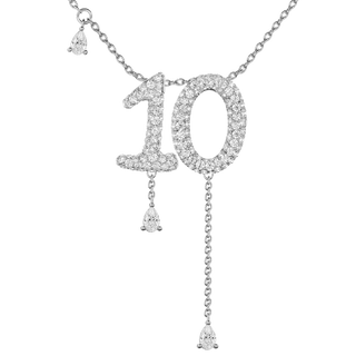 10 Pavé Diamond Numerology Necklace White Gold 15mm by Logan Hollowell Jewelry