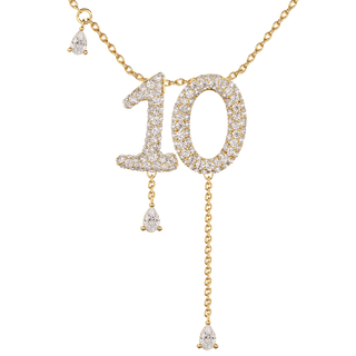 10 Pavé Diamond Numerology Necklace Yellow Gold 15mm by Logan Hollowell Jewelry