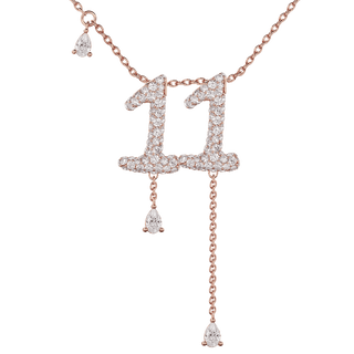 11 Pavé Diamond Numerology Necklace Rose Gold 15mm by Logan Hollowell Jewelry