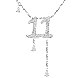 11 Pavé Diamond Numerology Necklace White Gold 15mm by Logan Hollowell Jewelry