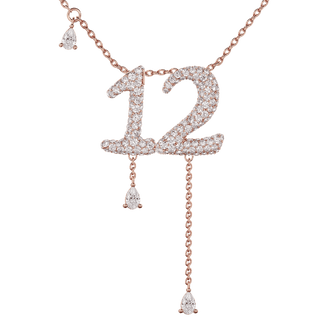 12 Pavé Diamond Numerology Necklace Rose Gold 15mm by Logan Hollowell Jewelry