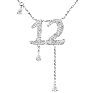 12 Pavé Diamond Numerology Necklace White Gold 15mm by Logan Hollowell Jewelry