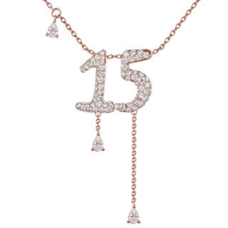15 Pavé Diamond Numerology Necklace Rose Gold 15mm by Logan Hollowell Jewelry