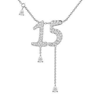 15 Pavé Diamond Numerology Necklace White Gold 15mm by Logan Hollowell Jewelry