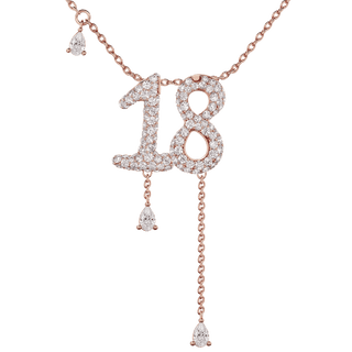 18 Pavé Diamond Numerology Necklace Rose Gold 15mm by Logan Hollowell Jewelry