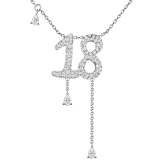 18 Pavé Diamond Numerology Necklace White Gold 15mm by Logan Hollowell Jewelry