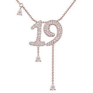 19 Pavé Diamond Numerology Necklace Rose Gold 15mm by Logan Hollowell Jewelry