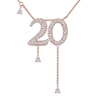 20 Pavé Diamond Numerology Necklace Rose Gold 15mm by Logan Hollowell Jewelry