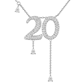 20 Pavé Diamond Numerology Necklace White Gold 15mm by Logan Hollowell Jewelry