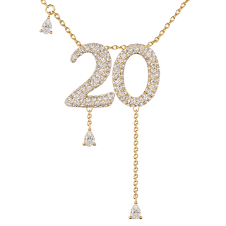 20 Pavé Diamond Numerology Necklace Yellow Gold 15mm by Logan Hollowell Jewelry