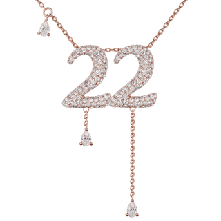 22 Pavé Diamond Numerology Necklace Rose Gold 15mm by Logan Hollowell Jewelry